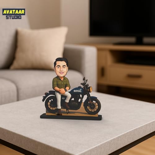 Image of Personalized Motorcycle Rider Caricature Gift Custom Photo Stand Birthday Gift for Husband Boyfriend Friend Unique Biker Cartoon Photo Frame (Motorcycle Rider) (MOTORCYCLE RIDER - 3, 7 INCHES)