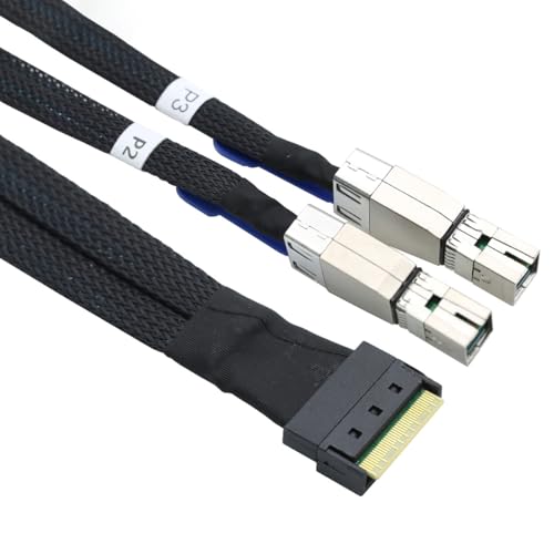 Cable Slimline SAS SFF 8654 8i a Dual HD SFF 8644 de 1m para conexión estable de servidores de datos 4