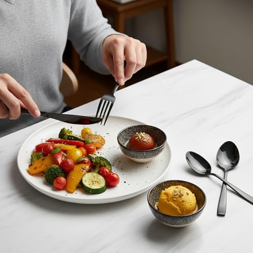 Image of 4 Pcs Black Mirror Polish Stainless Steel Cutlery Set for Dining Table with Spoon and Fork Set & Butterknife - The Perfect Tableware /Flatware