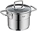 Silit Extra Cook Mini-Fleischtopf 12 cm mit Glasdeckel, Innenskalierung, breiter Schüttrand, qualitativer, spülmaschinenfester Crominox-Edelstahl, kleine Portionen, platzsparend stapelbar, tropffrei