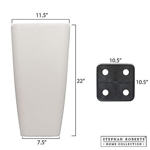 Stephan Roberts Rectangle 22 Inch Tall Planters, Durable And Lightweight Indoor Outdoor Planting Pots W/Soil Saver Shelf Drainage Holes, Pots For Trees, Flowers And Plants, Set Of 2 (Sand) #TOP1