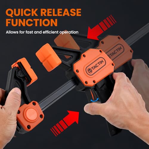 TACTIX 6" Bar Clamps for Woodworking, 2-Pack 300lbs One-Handed Spreader/Clamp, Quick-Clamp Wood Clamps Set for Hand Wood Working, Carpentry, and DIY Projects by Tactix - Image 4