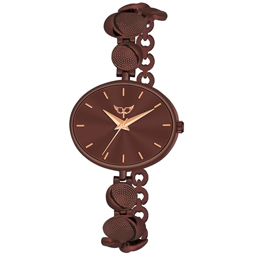 Women's Classic Fashion Wrist Watch, Slim Case, Aqua Blue Dial, Black Tone (Brown)