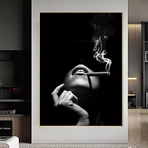 Toile peinture noir et blanc decoration murale salon moderne affiche 40x60