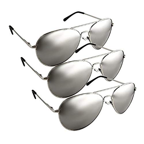 The Original Aviator - Full Mirror Lens(3 Piece Silver Set)