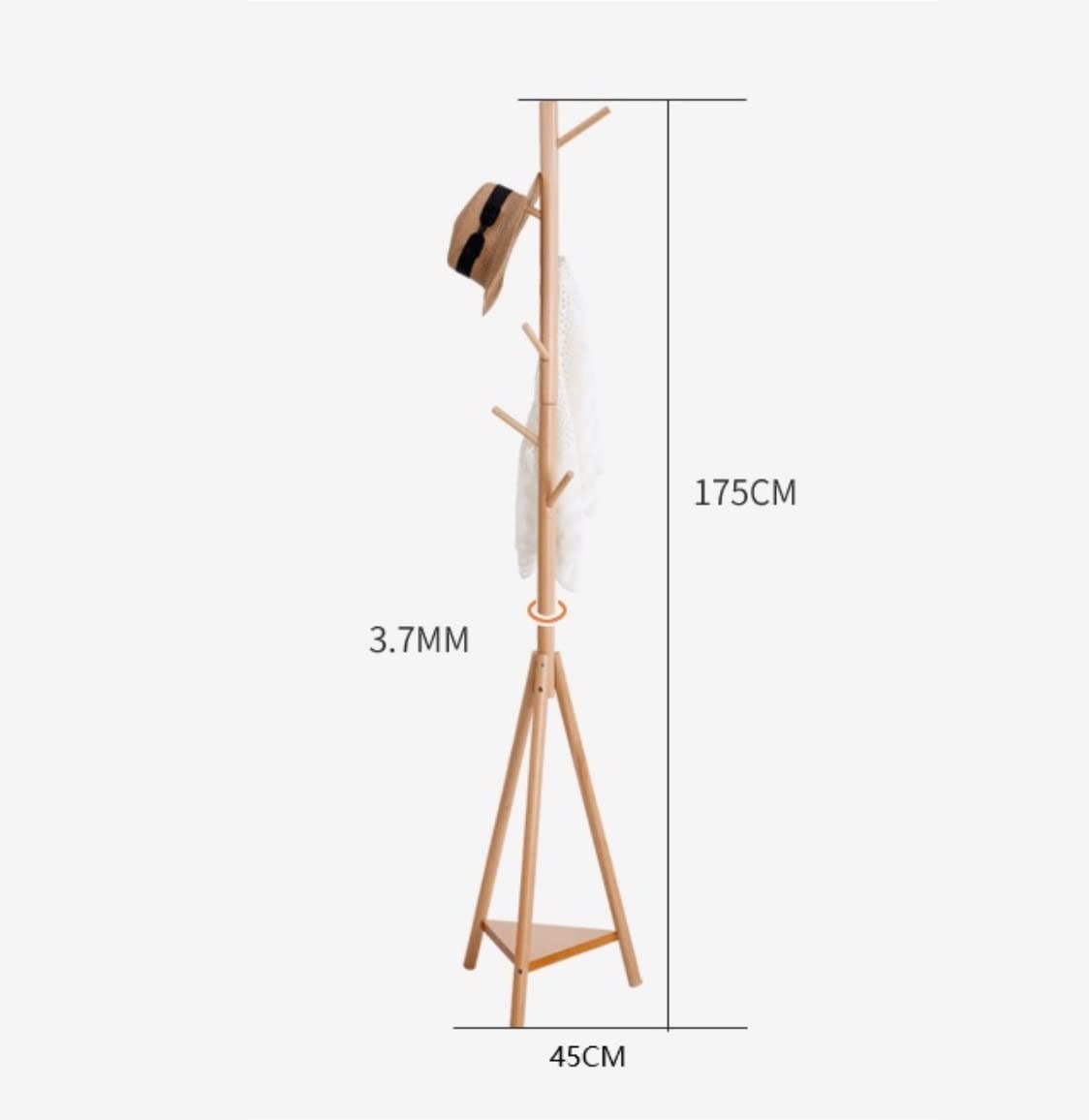 Stylowy niebieski drewniany wieszak na ubrania do salonu i sypialni - wytrzymała obrotowa półka podłogowa prosta konstrukcja 175 x 45 cm idealny do przechowywania płaszczy i akcesoriów