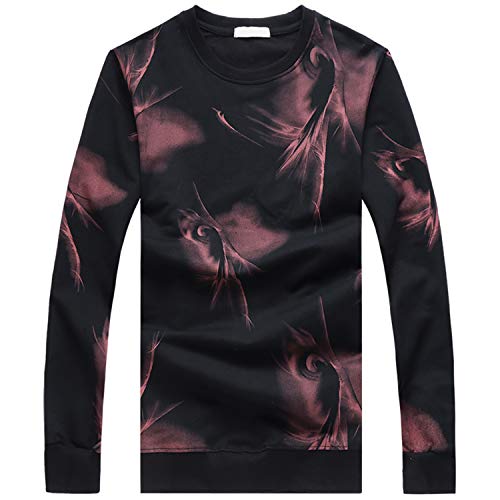 MOGU Hombres Sudadera Casual Manga Larga Suelta Cuello ROJOondo ES Talla 54 (Asian 2XL) Rojo