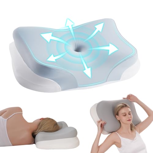 Oreiller en mousse à mémoire de forme 60 x 37 x 13/12 cm | Convient pour les personnes dormant sur le côté, le dos et le ventre, Coussin de sommeil ergonomique