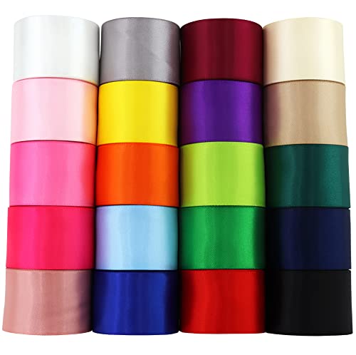 YERELO Double Face Satin Ribbon 1-1/2 inch Ribbons 20 Solid Color Assortment, 1-1/2" X 2 Yard Each Total 40 Yards Per Package,for Gift Wrapping and Crafts Hair by YERELO - Image 3