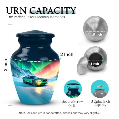 Image of Car Urn - Cremation Urn Human Remains - 3 Inch - Pack of 4 - Funeral Ash Urns Mini - Decorative Urns for Human Ashes - Burial Decorative for Mom & Dad
