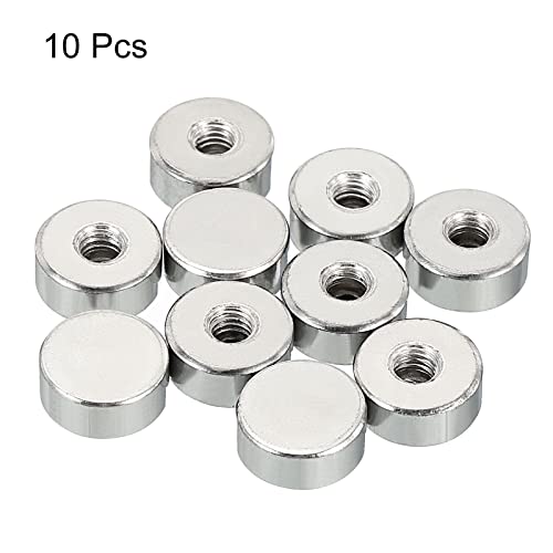 PATIKIL M4 10Pack Hutmutter Zylindermutter Schraube Huteinsatz Schraube Deckel Flach Innengewinde Hardware Steckverbinder Leuchtmittel Silberton