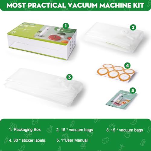 Image of Reusable Vacuum Sealer Bags for Food, 30 Small (8.7 x 11.8 in, 11.8 x 13.8 in) Food Storage Bags, Freezer, Microwave, Odor-Resistant, Leak-Proof, Fit with Compact Vacuum Sealers