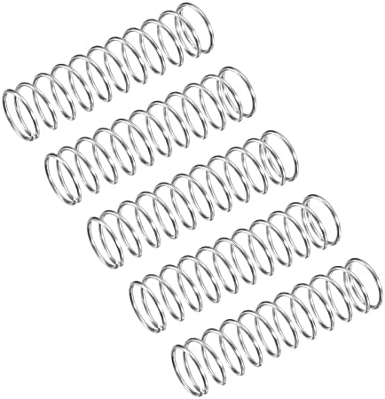 uxcell Compression Spring, 5Pcs 304 Stainless Steel, 10mm OD, 0.8mm Wire Size, 40mm Free Length, Silver Tone