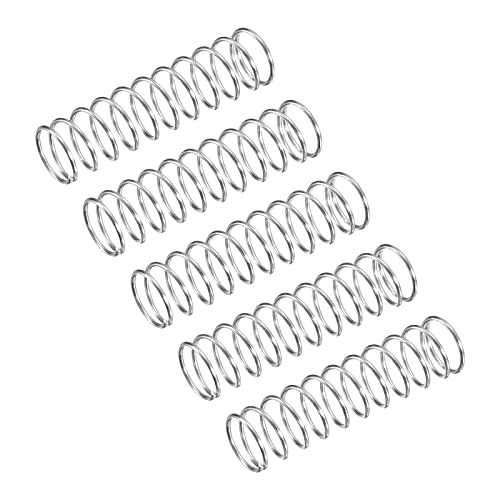 uxcell Compression Spring, 5Pcs 304 Stainless Steel, 10mm OD, 0.8mm Wire Size, 40mm Free Length, Silver Tone