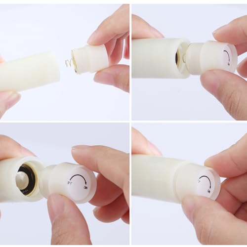 Image of Flameless Taper Candles Flickering with Remote and Timer, 3D Moving Flame Taper Candle Battery Operated to 400 Hours, 9 Inch Window Candles, (Glitter Green)