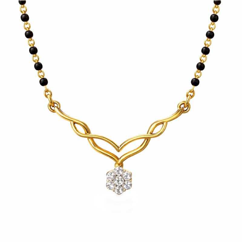 dishis 14/18K Yellow/White/Rose Yellow Gold and Diamond Tanmaniya Mangalsutra for Women-picture-36