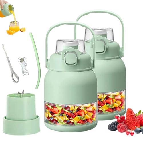 Electric Citrus Juicer 28 Oz, Citrus Juicer 28 Oz With Straw and Two Lids, Portable Mini Blender for Fresh Juice (2PCS)