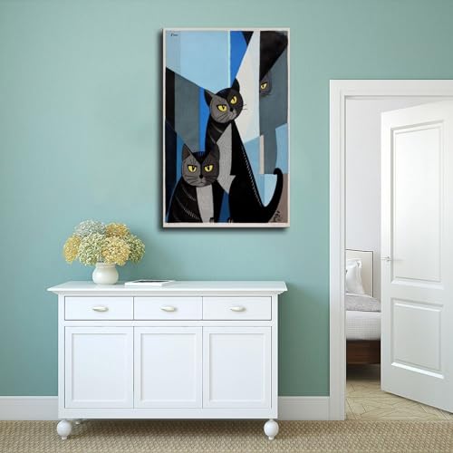 Toile Cats in Blue Inagaki Tomoo pour sublimer un mur de bureau