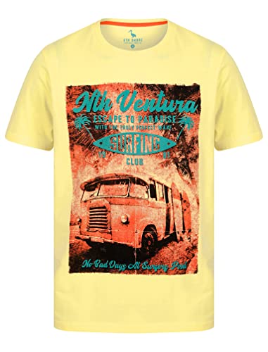 Sth. Shore Men's Surfers Point Vintage Surf Motif Cotton Jersey T-Shirt Pastel Yellow