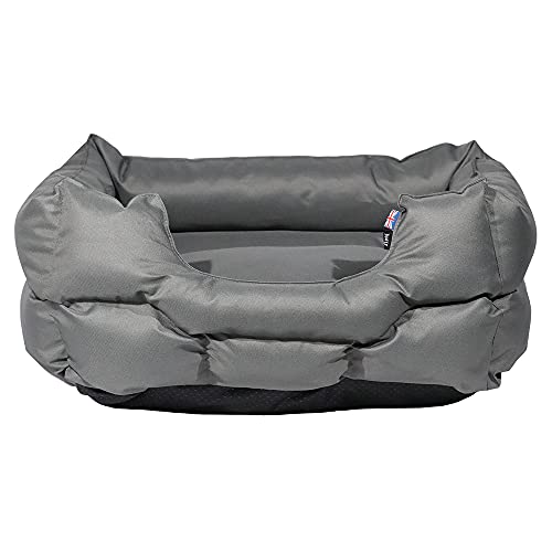 Bunty Woodland Dog Beds Large Washable - Soft, Calming, Wipe Down Cat Bed & Dog Bed for Crate - High Wall Support - Water-Resistant, Non-Skid Bottom - Rectangle, Grey, 76x61x21cm