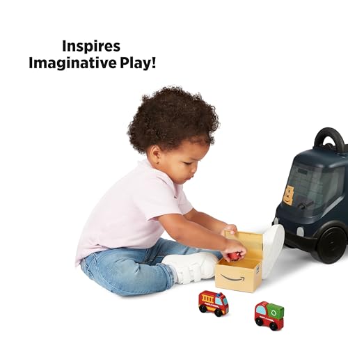 Radio Flyer Amazon Delivery Van, for Ages 2+, Ride and Deliver Truck for Kids, Under Seat Storage, Ergonomic Seat, Includes 3 Mini Boxes & 3 Wooden Toys, Toddler Ride On Toys, Amazon Exclusive by Radio Flyer - Image 5