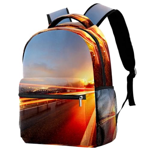 Sac à dos d'école multicolore coucher de soleil 40cm pour ados et filles