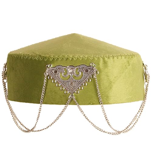 MHADBKH Chapeau kazakh ethnique à franges Tradition et Modernité - Parfait pour les amateurs de culture et les participants à des événements - Chapeau folk unisexe, Vert herbe, Taille unique