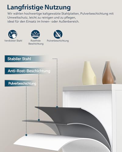 Aktenschrank, Mehrzweckschrank, Stahl-Aufbewahrungsschrank, 180 x 80 x 40 cm, weiß – Ansicht 6