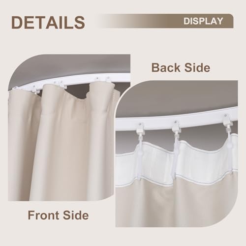 Image of Room Divider Curtains & Flexible Bendable Tracks Set,Privacy Dividers Ceiling Track Curtain Window Blackout Curtains for Living Room Bedroom (W100 x H108 In 1 Panel Beige Drape & White Rail)
