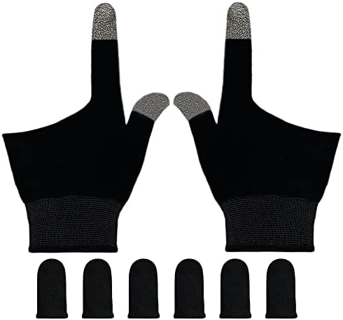 Rakizbe Gaming Gloves for Sweaty Hands, Ultra-Thin Breathable Touchscreen Game Gloves with Thumb Finger Sleeves for iPad Tablet/Mobile Phone
