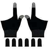 Rakizbe Gaming Gloves for Sweaty Hands, Ultra-Thin Breathable Touchscreen Game Gloves with Thumb Finger Sleeves for iPad Tablet/Mobile Phone