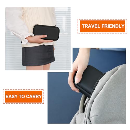 Supmay Hard Travel Case for My Arcade Atari Pocket Player Pro, Portable Video Game System Handheld Game Protection Case with Mesh Pocket for Batteries and USB-C Cable, Black+Orange - Thumbnail 5