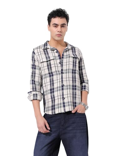 Chemise décontractée homme manches longues col découpé graphique