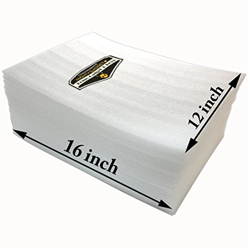 Mighty Gadget (R) 16" x 12" x 1/8" Foam Wraps Cushion Sheets Cushioning for Moving Storage Packing and Shipping Supplies, 30-Pack (White - 1/8” Thickness)