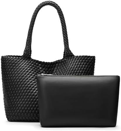 Woven Bags for Women Tote Purse: Vegan Leather Shoulder Handbags - Fashion Beach Tote