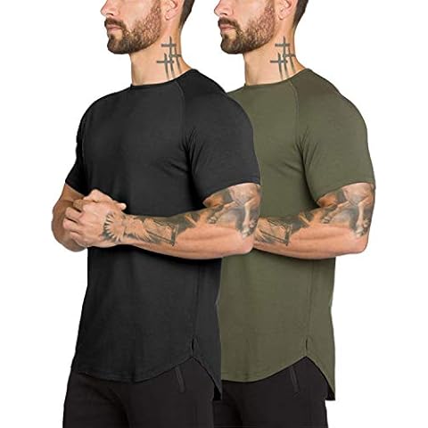 Mens Gym Workout Slim Fit Short Sleeve T-Shirt Cotton Performance Athletic Shirts Running Fitness Tee(AGBK L) Cover