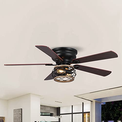 Vaczon 48" Farmhouse Ceiling Fans with Lights, Cage Flush Mount