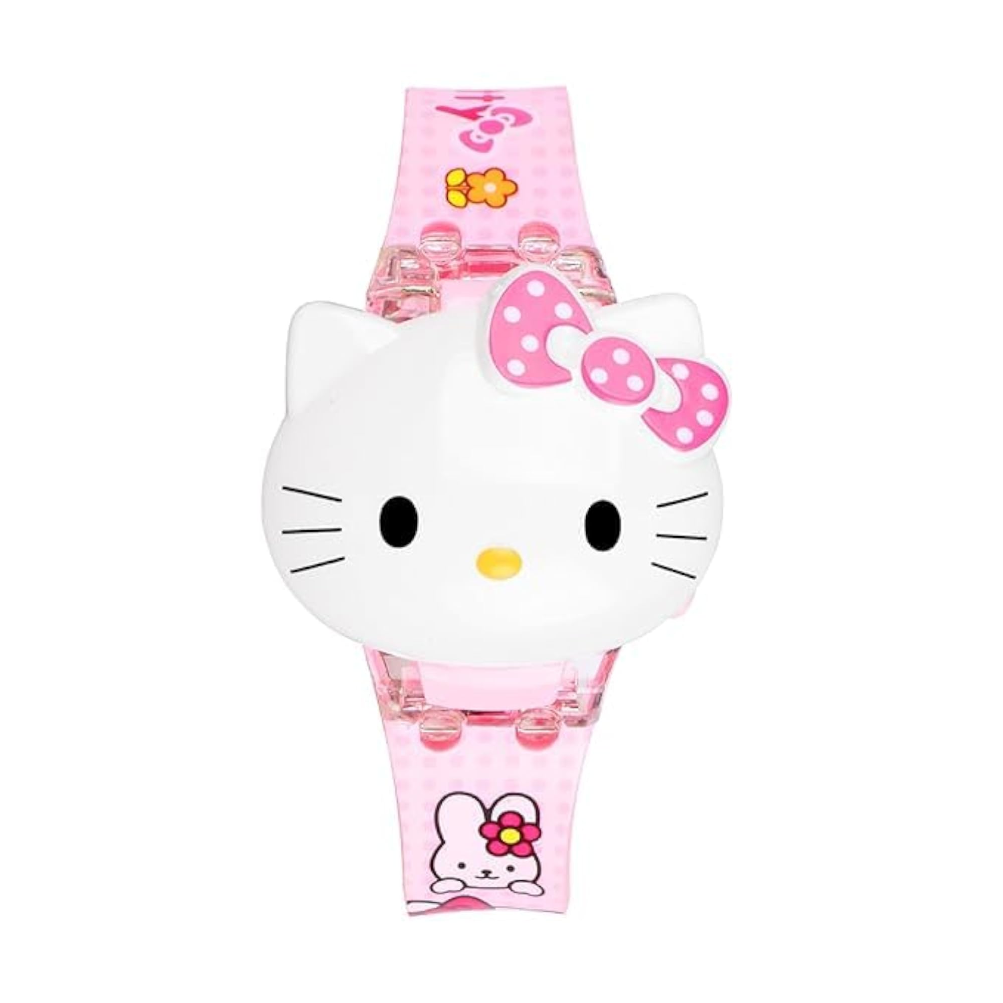 Cute Cartoon Kitty Kids Wrist Watch with Flip Cover