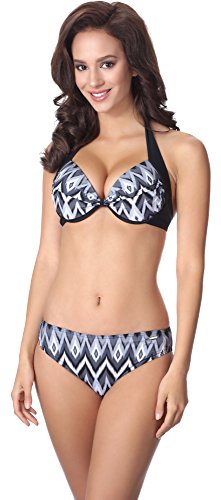 aQuarilla Coordinato Bikini Donna AQ126(Nero/Bianco, EU 36=IT 42)