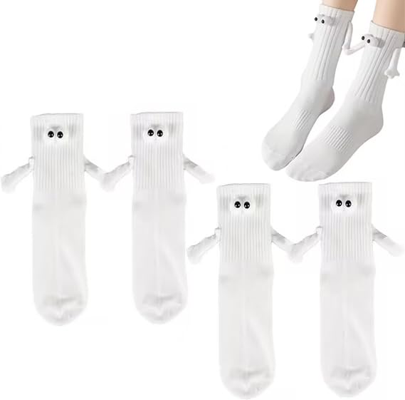 BREEZO2 Pairs Holding Hands Socks, Funny Magnetic Suction 3D Doll Couple Socks, Hand In Hand Novelty Socks, Friendship Socks, Unisex Cute Hold Hands Socks for Men Women Girl Novelty Gift