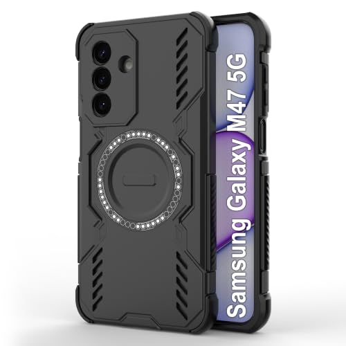 Image of Zapcase Back Case Cover for Samsung Galaxy M47 5G | Magnetic Case with Built-in Metal Ring | Supports MagSafe Charger, Wallet & Car Mount | Shockproof Hybrid PC + TPU | Black