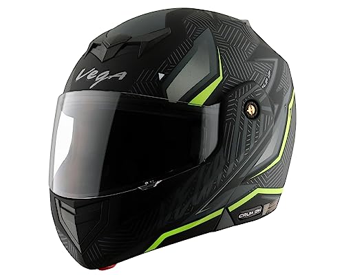 Image of VEGA Crux DX Energy Flip-up Helmet Dull Black Neon Green-M