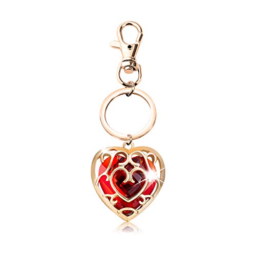 FAADBUK Cosplay Jewelry Skyward Sword Heart Sapphire Ruby Necklace Gamer Fans Gifts (Ruby Keychain)