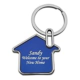 GIFTS INFINITY Personalized Key Chains Free Laser Engraving. (House Double Blue)