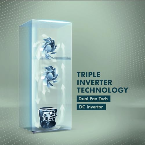 Image of Haier 328 L, 3 Star, Convertible 10-in-1, Triple Inverter & Dual Fan Motor Technology, Frost Free Double Door Refrigerator (HEF-333BG-P, Black Glass)