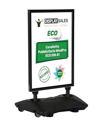 Display Sales Cavalletto Pubblicitario Windpro® Eco | Cartellone Pubblicitario Outdoor In Formato Din A1 | Supporto Per Poster A1 In Nero | Espositore