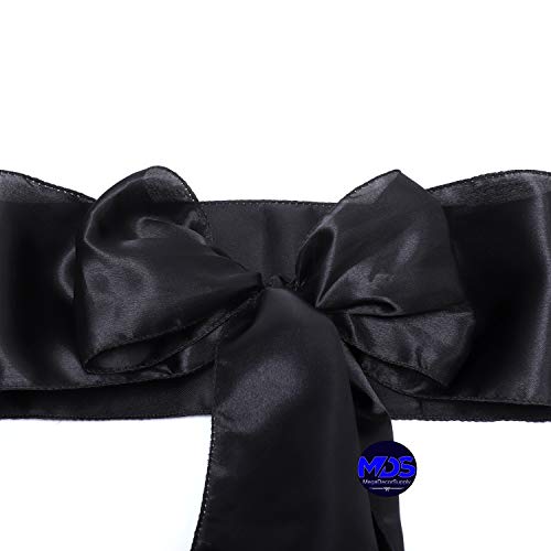 Mds Pack Of 50 Satin Chair Sashes Bow Sash For Wedding Events Supplies, Decorations For Birthday Parties, Graduations, Engagements, Chair Sashes Fit Folding And Banquets Chair Cover -Black #TOP2