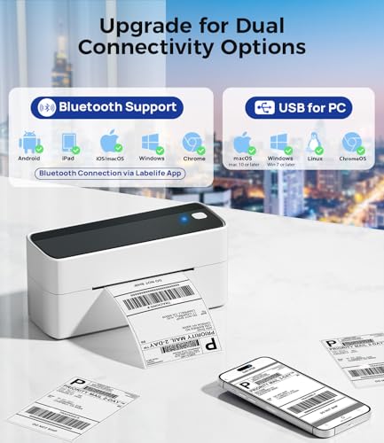 Phomemo Drukarka etykiet Bluetooth, drukarka termiczna DHL 4 x 6, drukarka etykiet Bluetooth, drukarka etykiet do kodów kreskowych, Amazon, Etsy, Shopify, Royal Mail, DHL, FedEx, itd