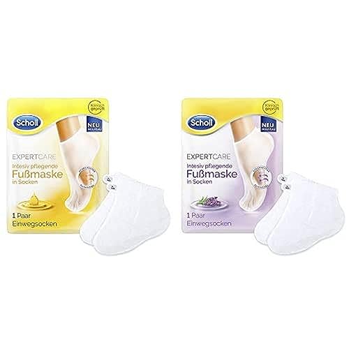 Scholl ExpertCare Intensiv pflegende Fußmaske mit 3 wertvollen Ölen - 1 Paar & Intensiv pflegende Fußmaske mit Lavendelöl - 1 Paar, Duopack Set