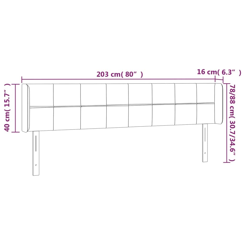 3123260 Testiera a LED Nera 203x16x78/88 cm in Tessuto Testata in Legno,Testata Letto Matrimoniale Muebles Dormitorio Spalliera Letto Testiere per Letto Matrimoniale